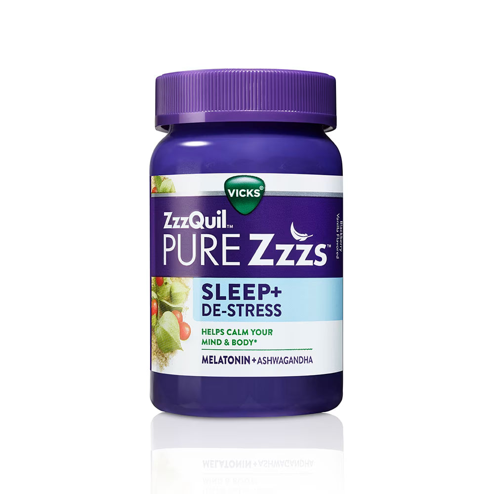 ZzzQuil PURE Zzzs Sleep+ Destress Melatonin Gummies